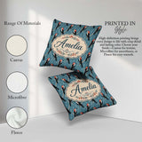 Custom Name Red Headed Woodpecker Birds on Blue Forest Seamless Square Filled Cushion Throw Pillow Sofa Bed Home Decor Zip Washable UK Made