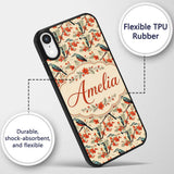 Blue and Red Birds with Floral Branch Garden Custom Name Protective Phone Case Mobile Cover Durable Everyday Smartphone Shock Resistant