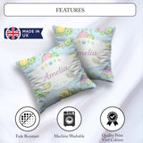 Custom Name Cute Pastel Turtle Cartoon Animal Ocean Pattern Cup Square Filled Cushion Throw Pillow Sofa Bed Home Decor Zip Washable UK Made