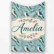 Black and White Woodpecker Birds with Red Berries Seamless Pattern  Personalised Custom Name Super Soft Fleece Blanket Bed Sofa Throw