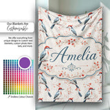 Soft Watercolor Woodpecker Birds with Berry Branch Seamless Pattern  Personalised Custom Name Super Soft Fleece Blanket Bed Sofa Throw