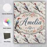 Personalised Name Realistic Woodpecker Custom  Modern Room Accent Elegant Feature Canvas Wall Art Print Decor Picture Ready to Hang