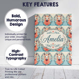 Personalised Name Floral Llama Portrait Custom  Modern Room Accent Elegant Feature Canvas Wall Art Print Decor Picture Ready to Hang