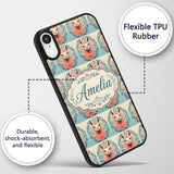 Floral Llama Portrait with Ornate Printed Design Custom Name Protective Phone Case Mobile Cover Durable Everyday Smartphone Shock Resistant