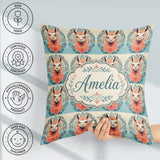 Custom Name Floral Llama Portrait with Ornate Mandala Background Square Filled Cushion Throw Pillow Sofa Bed Home Decor Zip Washable UK Made