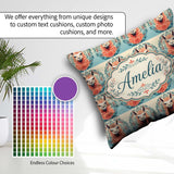 Custom Name Floral Llama Portrait with Ornate Mandala Background Square Filled Cushion Throw Pillow Sofa Bed Home Decor Zip Washable UK Made