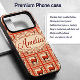 Vintage Red Llama Stamp Style Printed Design Custom Name Protective Phone Case Mobile Cover Durable Everyday Smartphone Shock Resistant