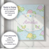 Personalised Name Cute Pastel Turtle Cartoon Animal Ocean Pattern Custom  Bespoke Canvas Wall Art Print Decor Picture Ready to Hang
