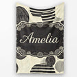 Neutral Patch Blocks Black Beige Modern Abstract Pattern Lovely  Personalised Custom Name Super Soft Fleece Blanket Bed Sofa Throw