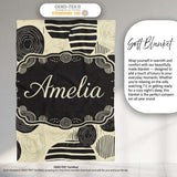 Neutral Patch Blocks Black Beige Modern Abstract Pattern Lovely  Personalised Custom Name Super Soft Fleece Blanket Bed Sofa Throw