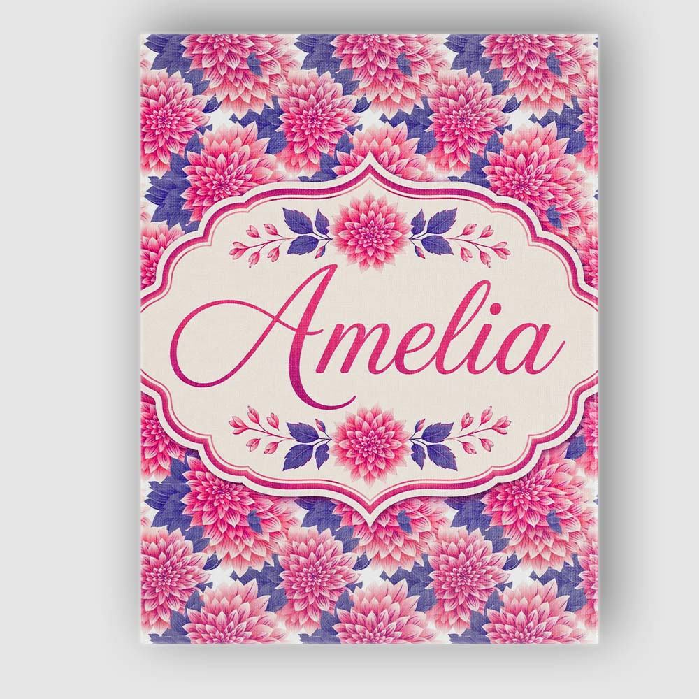 Personalised Name Pink Dahlia Floral Bloom Custom  Unique Gift Idea Elegant Feature Canvas Wall Art Print Decor Picture Ready to Hang