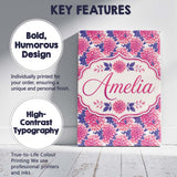 Personalised Name Pink Dahlia Floral Bloom Custom  Unique Gift Idea Elegant Feature Canvas Wall Art Print Decor Picture Ready to Hang