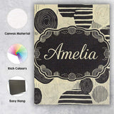 Personalised Name Neutral Patch Blocks Black Beige Modern Abstract Custom  Unique Canvas Wall Art Print Decor Picture Ready to Hang