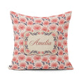 Custom Name Soft Coral Dahlia Flower Garden Seamless Pattern Square Filled Cushion Throw Pillow Sofa Bed Home Decor Zip Washable UK Made