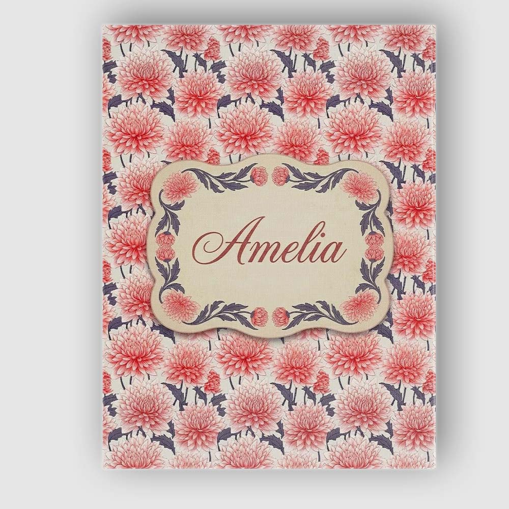 Personalised Name Soft Coral Dahlia Flower Custom  Unique Gift Idea Elegant Feature Canvas Wall Art Print Decor Picture Ready to Hang