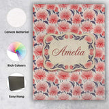 Personalised Name Soft Coral Dahlia Flower Custom  Unique Gift Idea Elegant Feature Canvas Wall Art Print Decor Picture Ready to Hang