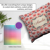 Custom Name Soft Coral Dahlia Flower Garden Seamless Pattern Square Filled Cushion Throw Pillow Sofa Bed Home Decor Zip Washable UK Made