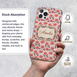 Soft Coral Dahlia Flower Garden Seamless Pattern Custom Name Protective Phone Case Mobile Cover Durable Everyday Smartphone Shock Resistant