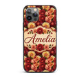 Warm Autumn Dahlia Floral Mix Seamless Pattern Custom Name Protective Phone Case Mobile Cover Durable Everyday Smartphone Shock Resistant