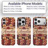 Warm Autumn Dahlia Floral Mix Seamless Pattern Custom Name Protective Phone Case Mobile Cover Durable Everyday Smartphone Shock Resistant