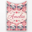 Elegant Flamingo with Cherry Blossom Lake Scene Seamless Pattern  Personalised Custom Name Super Soft Fleece Blanket Bed Sofa Throw