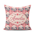 Custom Name Elegant Flamingo with Blossom Scene Seamless Pattern Square Filled Cushion Throw Pillow Sofa Bed Home Decor Zip Washable UK Made