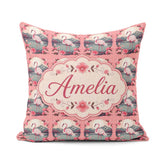 Custom Name Elegant Flamingo with Blossom Scene Seamless Pattern Square Filled Cushion Throw Pillow Sofa Bed Home Decor Zip Washable UK Made