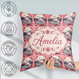 Custom Name Elegant Flamingo with Blossom Scene Seamless Pattern Square Filled Cushion Throw Pillow Sofa Bed Home Decor Zip Washable UK Made