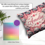Custom Name Elegant Flamingo with Blossom Scene Seamless Pattern Square Filled Cushion Throw Pillow Sofa Bed Home Decor Zip Washable UK Made