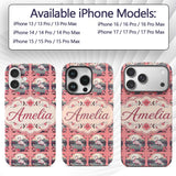 Elegant Flamingo with Cherry Blossom Lake Scene Custom Name Protective Phone Case Mobile Cover Durable Everyday Smartphone Shock Resistant