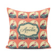 Custom Name Tropical Flamingo Sunset Landscape Seamless Pattern Square Filled Cushion Throw Pillow Sofa Bed Home Decor Zip Washable UK Made
