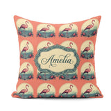 Custom Name Tropical Flamingo Sunset Landscape Seamless Pattern Square Filled Cushion Throw Pillow Sofa Bed Home Decor Zip Washable UK Made