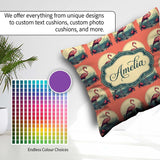 Custom Name Tropical Flamingo Sunset Landscape Seamless Pattern Square Filled Cushion Throw Pillow Sofa Bed Home Decor Zip Washable UK Made