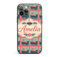 Minimal Flamingo Coastal Frame Pattern Seamless Custom Name Protective Phone Case Mobile Cover Durable Everyday Smartphone Shock Resistant