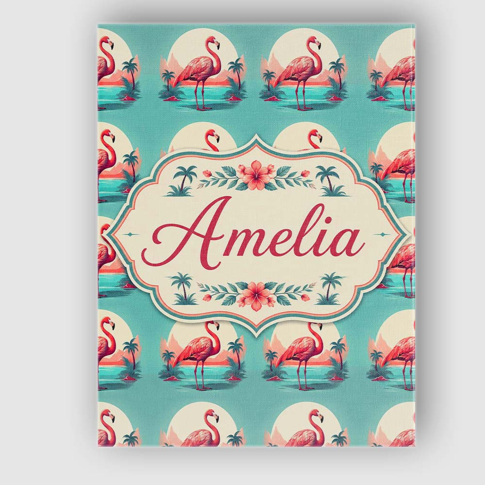 Personalised Name Flamingo Island Sunset Custom  Unique Gift Idea Elegant Feature Canvas Wall Art Print Decor Picture Ready to Hang