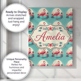 Personalised Name Flamingo Island Sunset Custom  Unique Gift Idea Elegant Feature Canvas Wall Art Print Decor Picture Ready to Hang