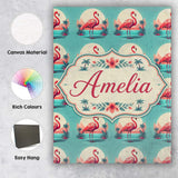 Personalised Name Flamingo Island Sunset Custom  Unique Gift Idea Elegant Feature Canvas Wall Art Print Decor Picture Ready to Hang