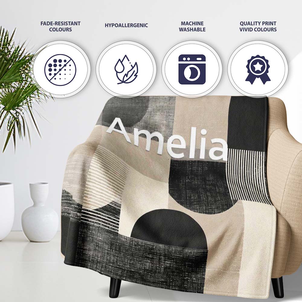 Positive Affirmation Typography Blue Green Motivational Word Pattern  Personalised Custom Name Super Soft Fleece Blanket Bed Sofa Throw