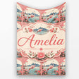 Elegant Flamingo Lake with Cherry Blossom and Mountain Scene Lovely  Personalised Custom Name Super Soft Fleece Blanket Bed Sofa Throw