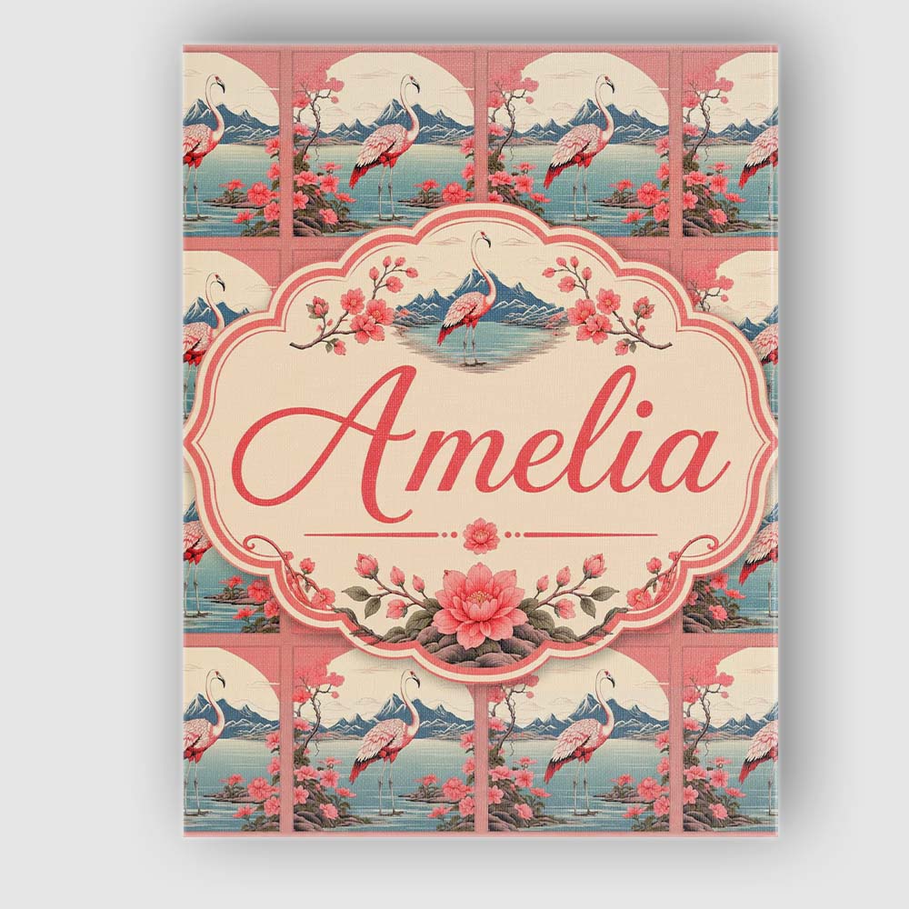 Personalised Name Elegant Flamingo Lake Custom  Unique Gift Idea Modern Room Accent Canvas Wall Art Print Decor Picture Ready to Hang
