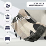 Positive Affirmation Typography Blue Green Motivational Word Pattern  Personalised Custom Name Super Soft Fleece Blanket Bed Sofa Throw