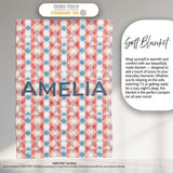Soft Geometric Diamond Abstract Pattern in Red and Blue Seamless  Personalised Custom Name Super Soft Fleece Blanket Bed Sofa Throw