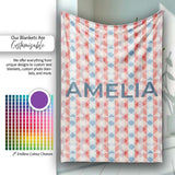 Soft Geometric Diamond Abstract Pattern in Red and Blue Seamless  Personalised Custom Name Super Soft Fleece Blanket Bed Sofa Throw