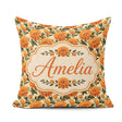 Custom Name Orange Marigold Floral Garden Seamless Pattern for Square Filled Cushion Throw Pillow Sofa Bed Home Decor Zip Washable UK Made