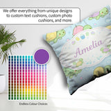 Custom Name Cute Pastel Turtle Cartoon Animal Ocean Pattern Cup Square Filled Cushion Throw Pillow Sofa Bed Home Decor Zip Washable UK Made