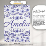 Soft Purple Wildflower Botanical Seamless Pattern Cute Unique Gift  Personalised Custom Name Super Soft Fleece Blanket Bed Sofa Throw