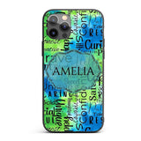 Galaxy Marble Typography Blue Black Motivational Custom Name Protective Phone Case Mobile Cover Durable Everyday Smartphone Shock Resistant