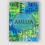 Personalised Name Galaxy Marble Typography Blue Black Motivational Custom  Unique Canvas Wall Art Print Decor Picture Ready to Hang