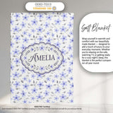 Delicate Light Blue Floral Ditsy Seamless Pattern Cute Unique Gift  Personalised Custom Name Super Soft Fleece Blanket Bed Sofa Throw