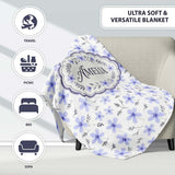 Delicate Light Blue Floral Ditsy Seamless Pattern Cute Unique Gift  Personalised Custom Name Super Soft Fleece Blanket Bed Sofa Throw